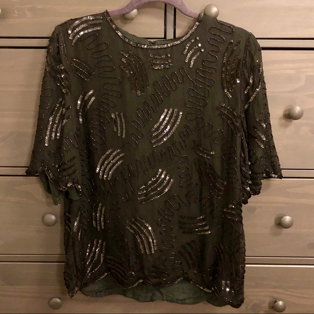 Scalloped beaded/sequined vintage top